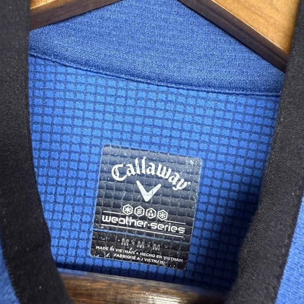 Callaway Pullover Mens Medium Blue Weather Series Quarter Zip Golf Sweater Grid